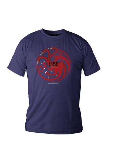 Camiseta Azul Marino Chico Fire & Blood Targaryen - Juego de Tronos (Talla M)