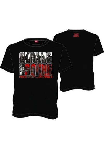 Camiseta Negra Chico Letras - Escuadron Suicida (Talla S)