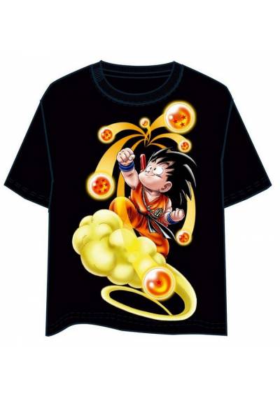 Camiseta Negra Chico Son Goku Adulto - Bola de Dragon Z (Talla S)