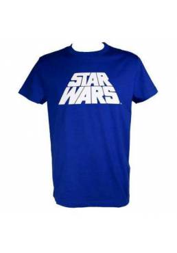 Camiseta Azul Chico Logo Star Wars (Talla L)