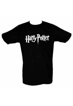 Camiseta Negra Chico Logo - Harry Potter (Talla M)