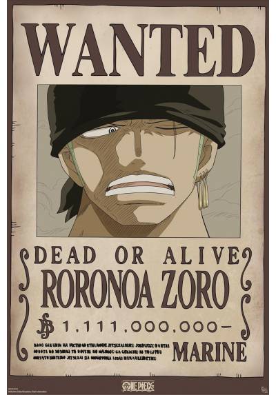 Poster Wanted Zoro Wano - One Piece (POSTER 52x38)