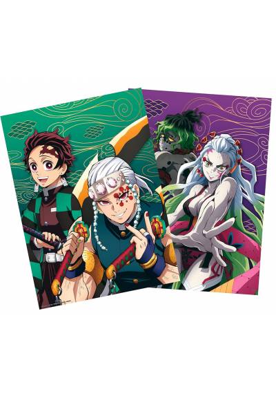 Set 2 Chibi Poster Distrito de entretenimiento - Demon Slayer (POSTER 52x38)