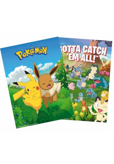 Set 2 Chibi Poster Ambientes - Pokemon (POSTER 52x38)