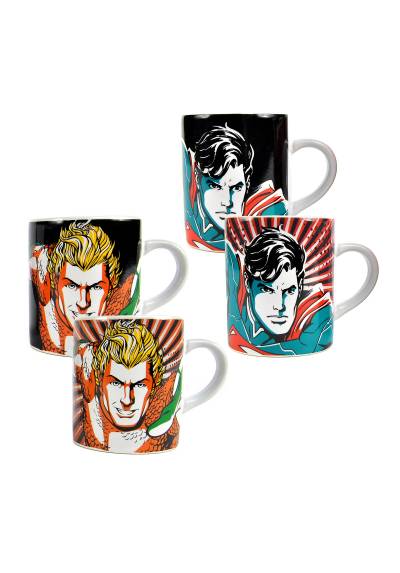 Set 2 mini Tazas Termicas Superman y Aquaman - DC COMICS