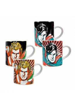 Set 2 mini Tazas Termicas Superman y Aquaman - DC COMICS