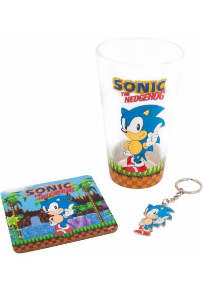 Set de Vaso, Posavasos y Llavero - Sonic