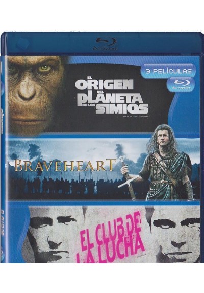 El Origen Del Planeta De Los Simios / Braveheart / El Club De La Lucha (Blu-Ray)
