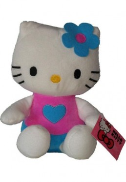 Hello Kitty Rosa con Corazon - 21 cms.