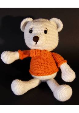 Osito Blanco con Camiseta Naranja con Lacito (Amigurumis)