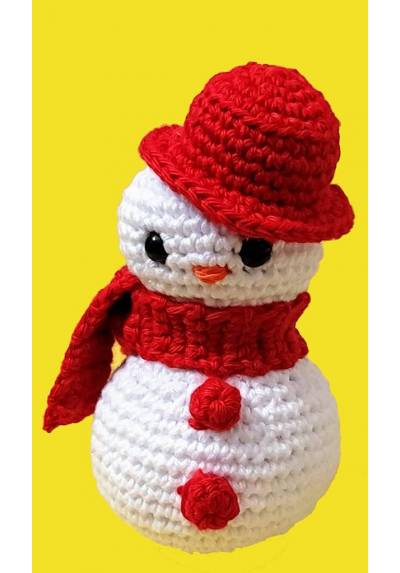 Muñeco de Nieve con Fufanda Roja (Amigurumis) Especial Navidad