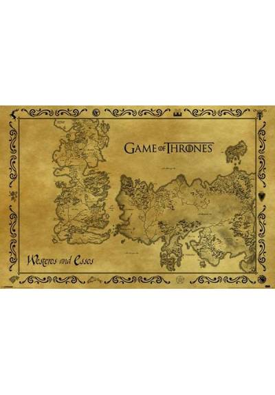 Póster en Horizontal del Mapa Antiguo de Juego de Tronos (Game of Thrones) (POSTER  91,5 x 61)