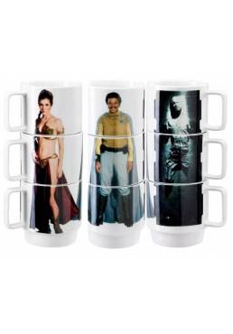 Set de 3 Tazas Apilables: Leia, Han en carbonita y Lando - Star Wars