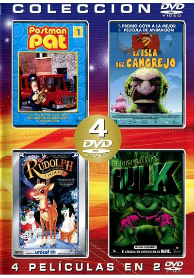 Pack Colecccion 4 DVDs: Pat, el cartero, La isla del cangrejo, Rudolph y El increíble Hulk